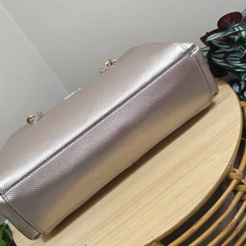 Coach Christie Carryall in Metallic Leather with Exotic Trim and Matching Wallet